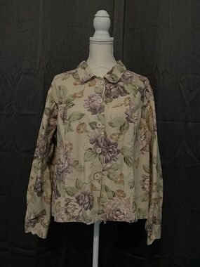 Coldwater Creek 100% Cotton Floral Jacket Women’s Plus Size 2X Button Front